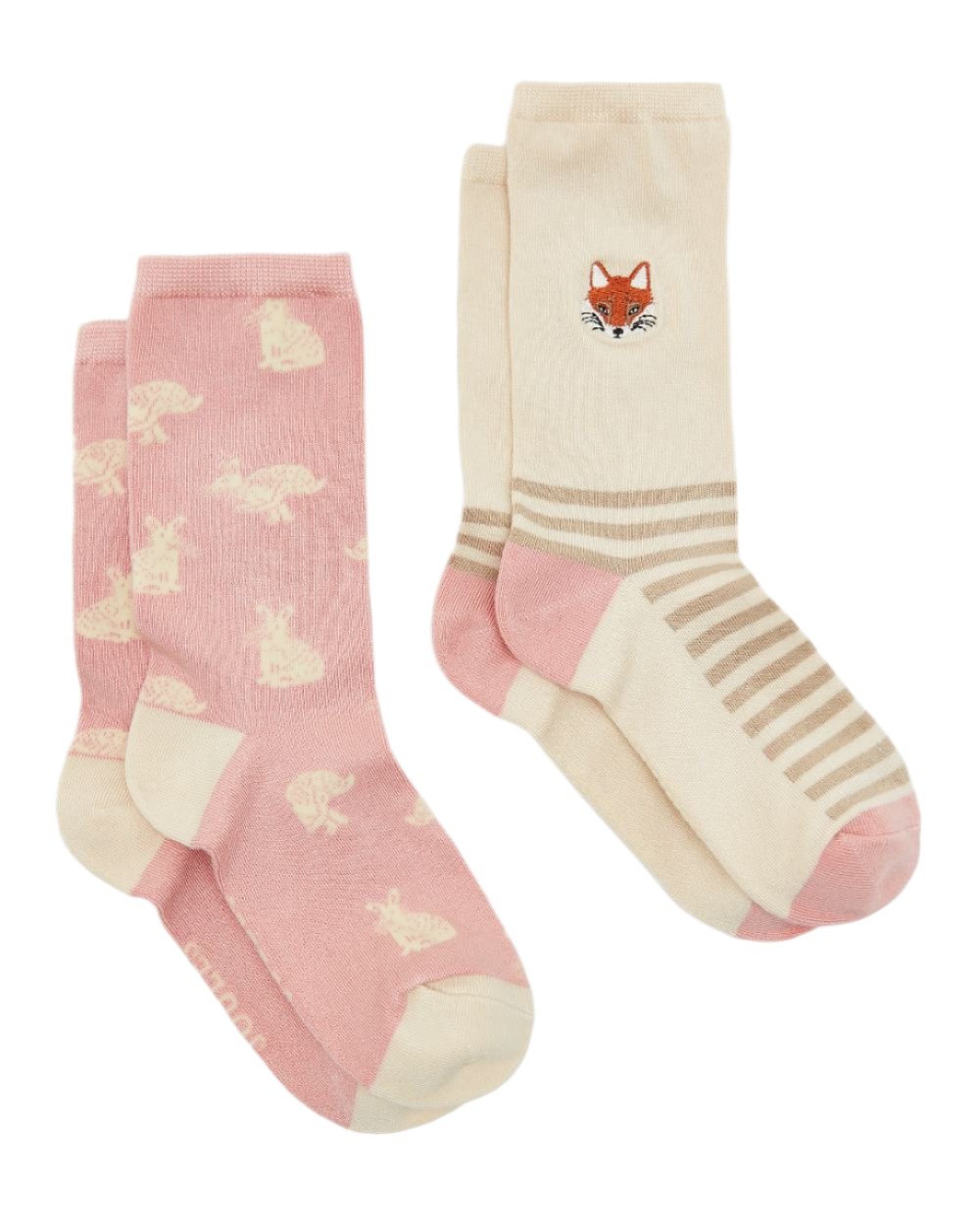 Cream Fox Coloured Joules Everyday 2 Pack Socks On A White Background 