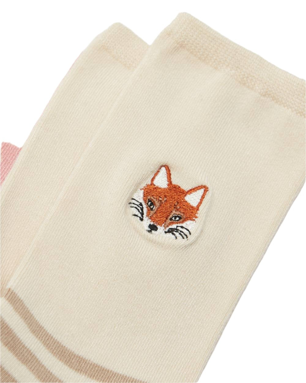 Cream Fox Coloured Joules Everyday 2 Pack Socks On A White Background 