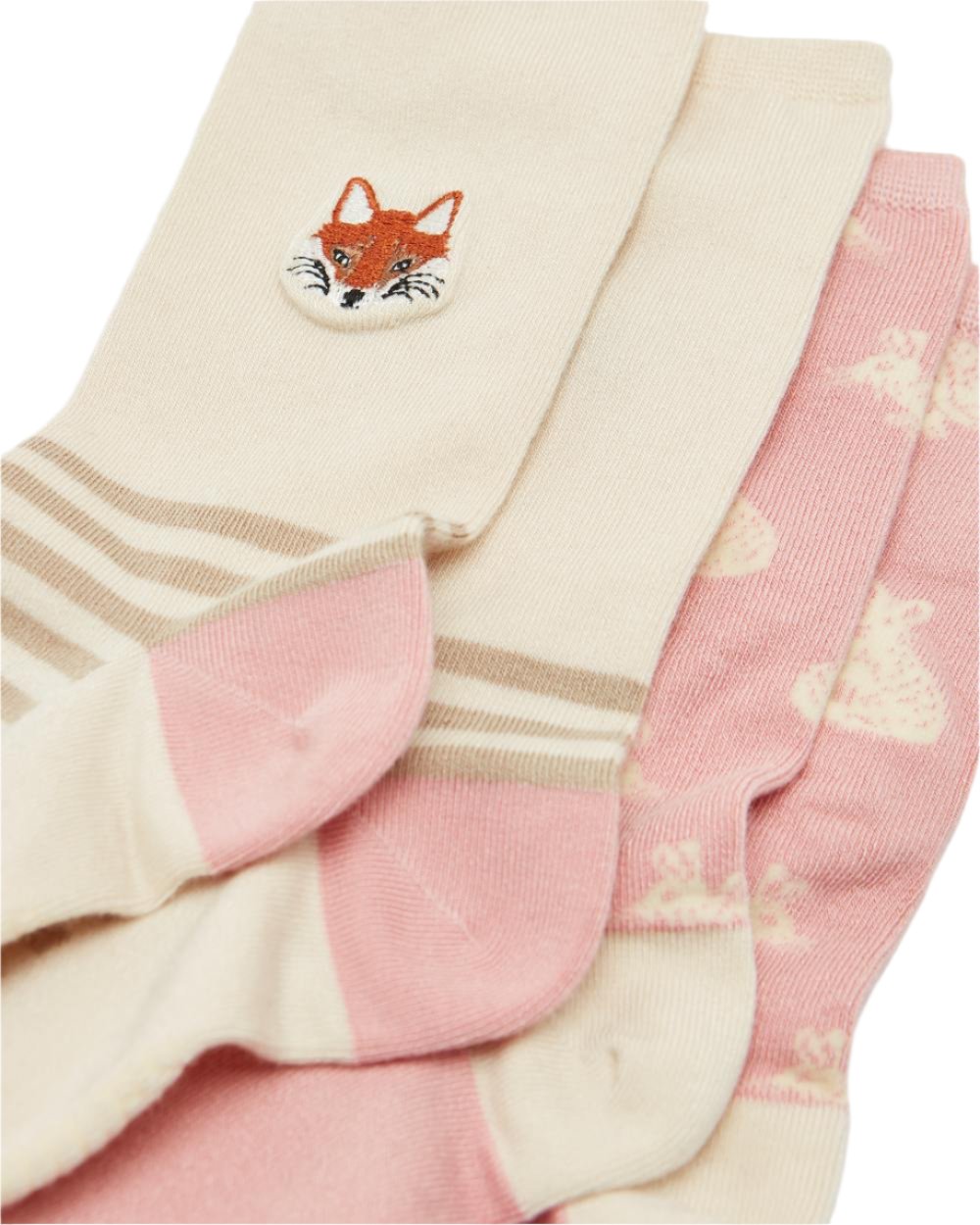 Cream Fox Coloured Joules Everyday 2 Pack Socks On A White Background 