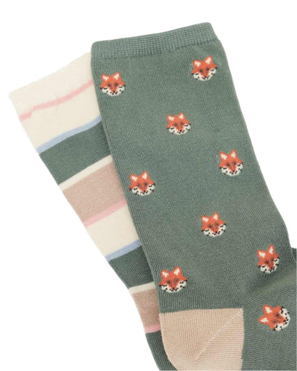 Khaki Fox Coloured Joules Everyday 2 Pack Socks On A White Background 