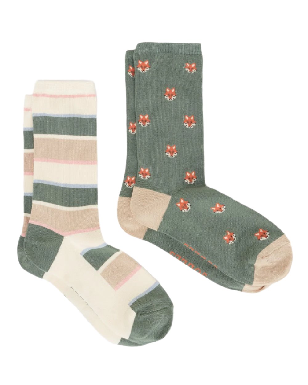 Khaki Fox Coloured Joules Everyday 2 Pack Socks On A White Background 