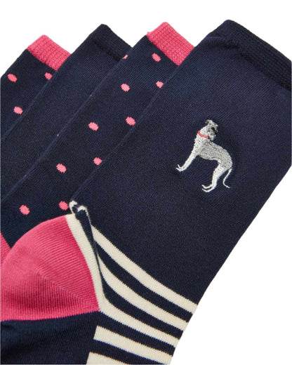 Navy Dog Coloured Joules Everyday 2 Pack Socks On A White Background 