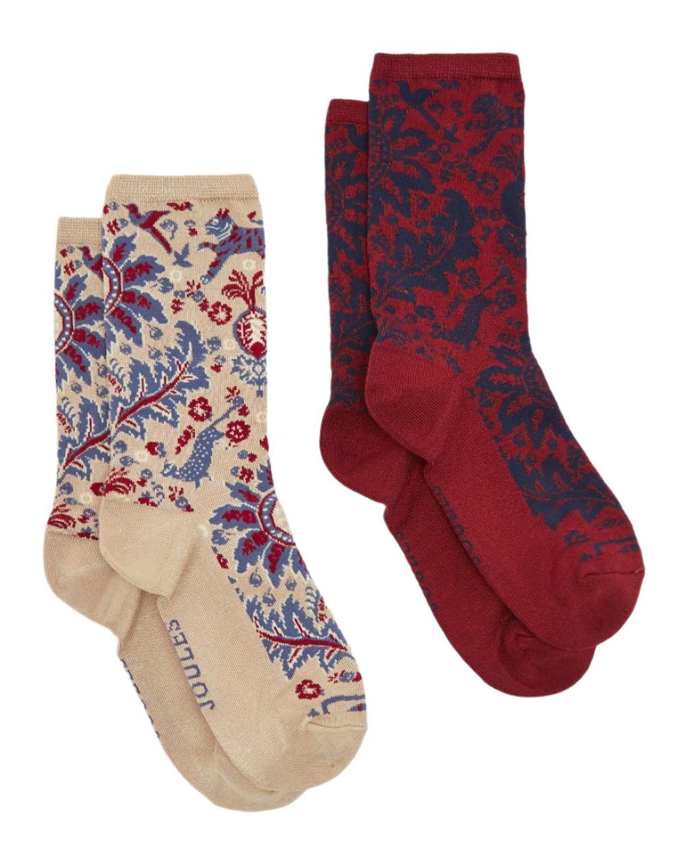 Neutral Demask Coloured Joules Everyday 2 Pack Socks On A White Background 