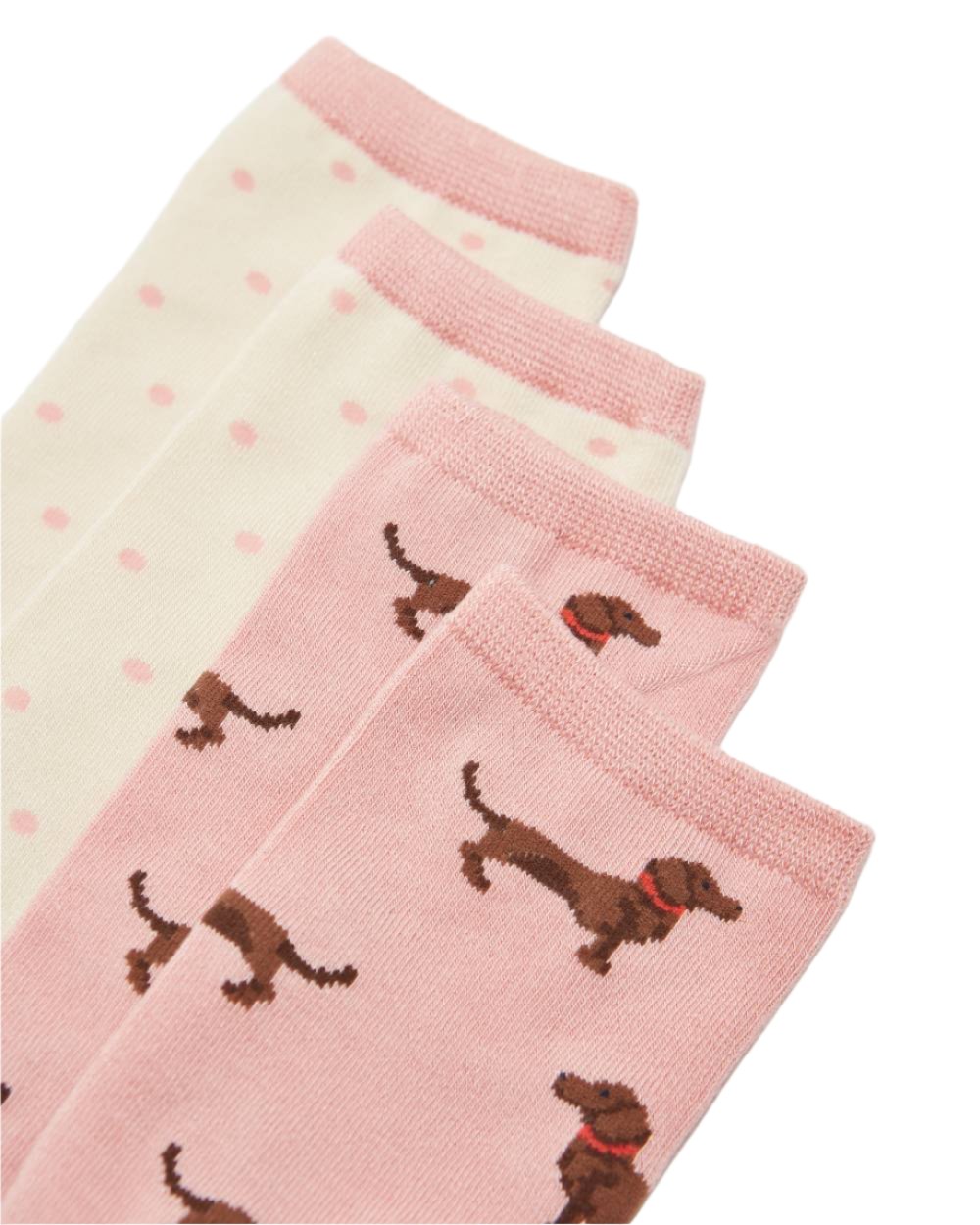 Pink Dog Coloured Joules Everyday 2 Pack Socks On A White Background 