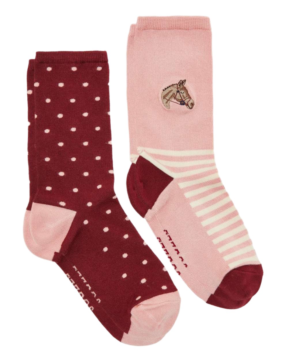 Red Horse Coloured Joules Everyday 2 Pack Socks On A White Background 