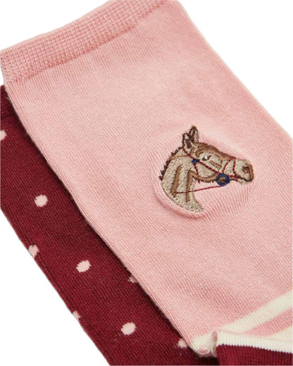 Red Horse Coloured Joules Everyday 2 Pack Socks On A White Background 