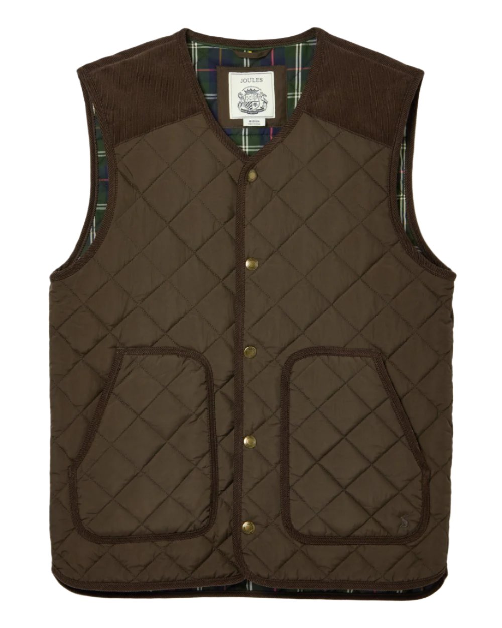 Brown Coloured Joules Gibson Quilted Lightweight Gilet On A White Background 