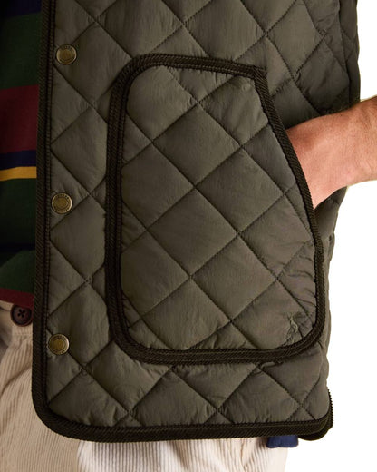 Green Coloured Joules Gibson Quilted Lightweight Gilet On A White Background 