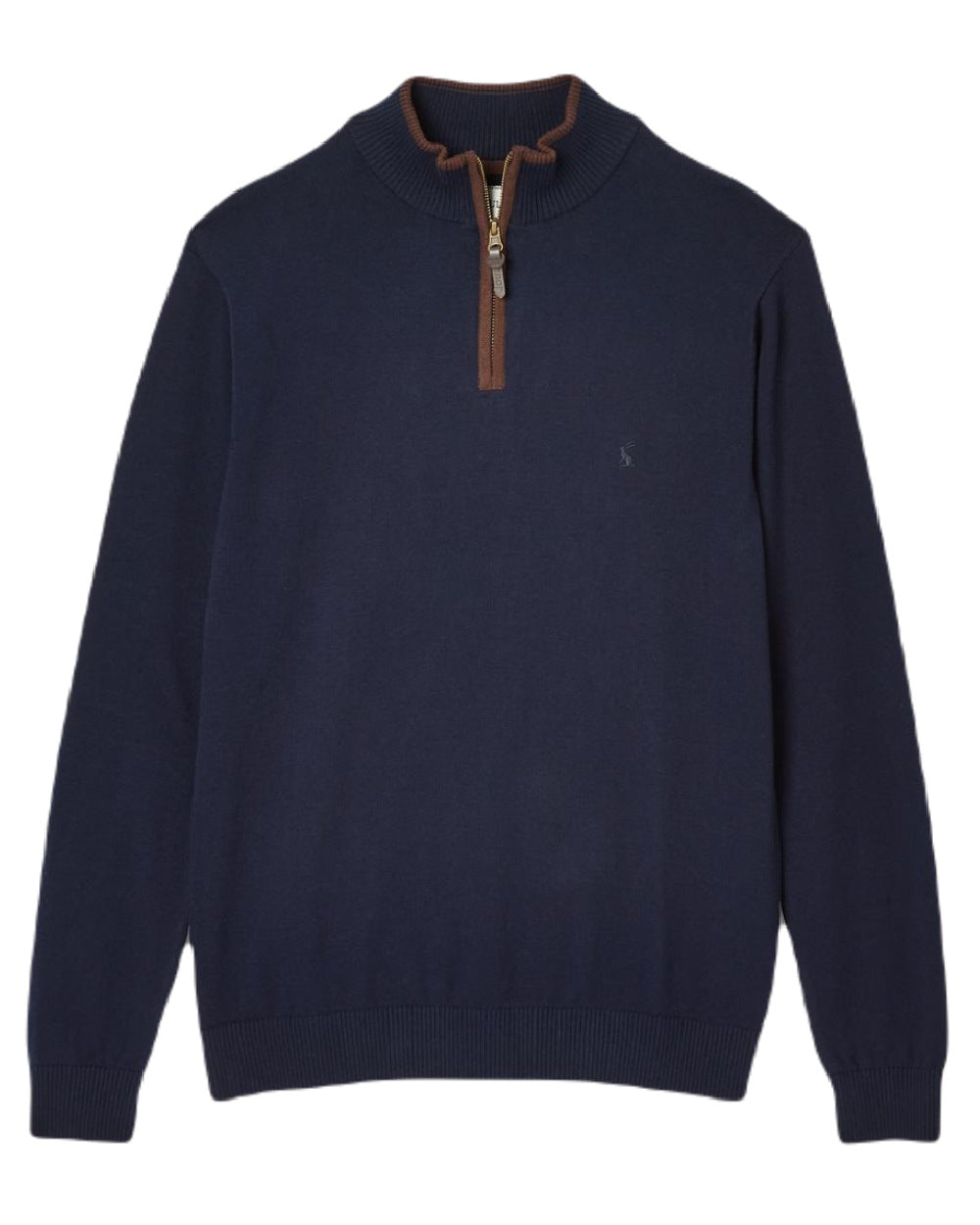 Navy Coloured Joules Hillside Quarter Zip Knit Jumper On A White Background 