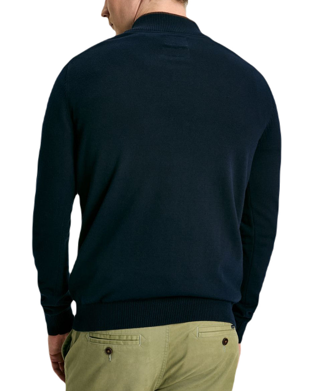 Navy Coloured Joules Hillside Quarter Zip Knit Jumper On A White Background 