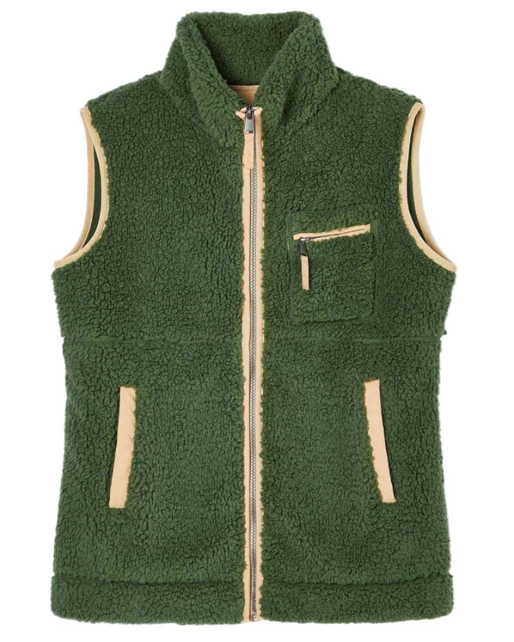 Green Coloured Joules Mallory Fleece Gilet On A White Background 