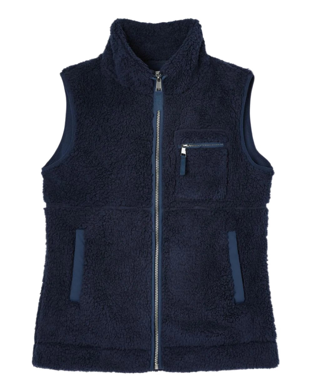 Navy Blue Coloured Joules Mallory Fleece Gilet On A White Background 