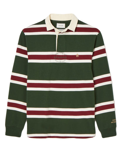 Green Red Stripe Coloured Joules Onside Rugby Shirt On A White Background 