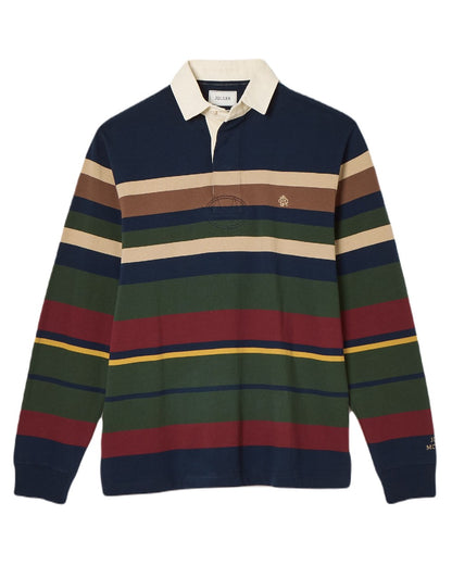 Multi Stripe Coloured Joules Onside Rugby Shirt On A White Background 