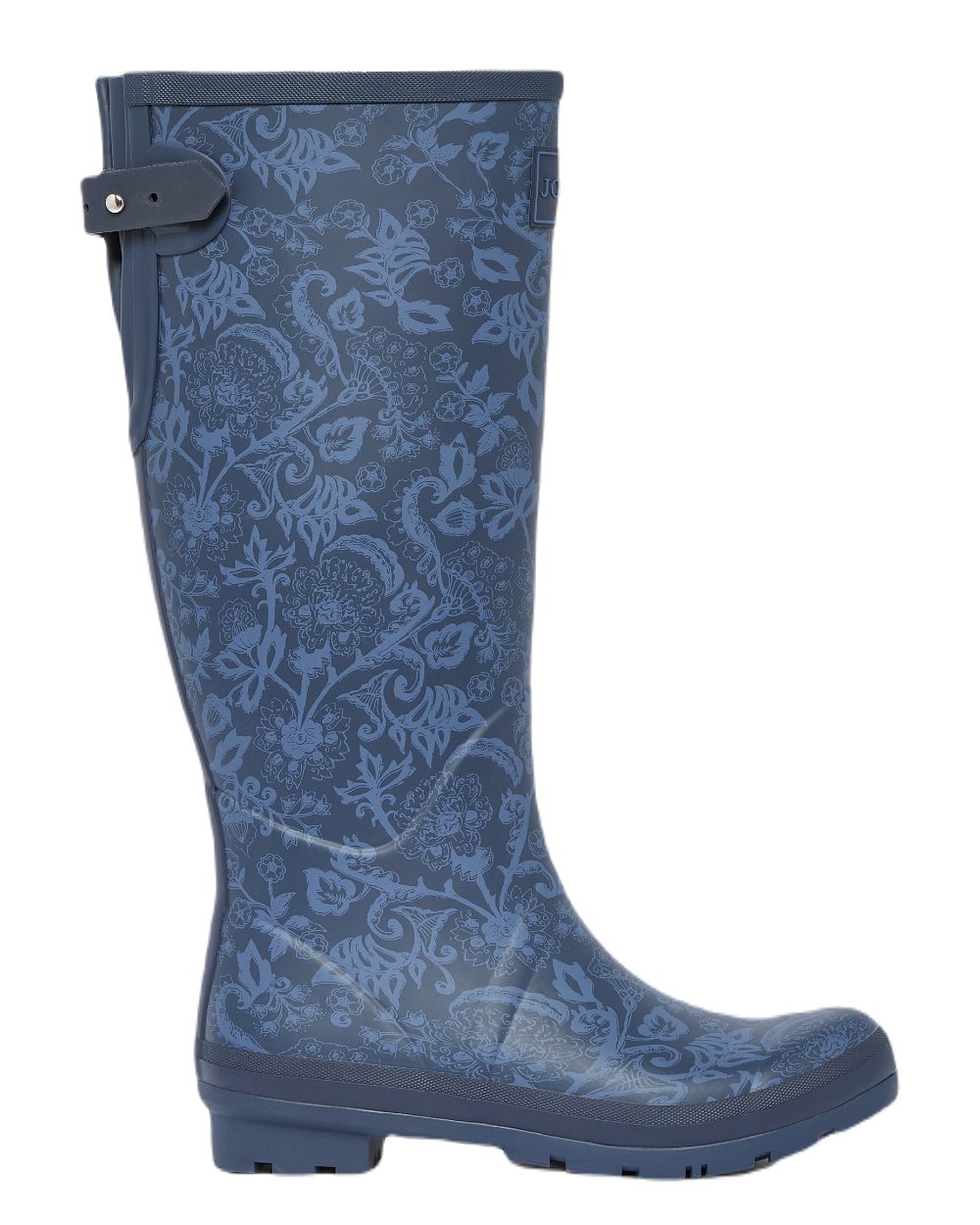 Navy Coloured Joules Print Adjustable Tall Wellies On A White Background 