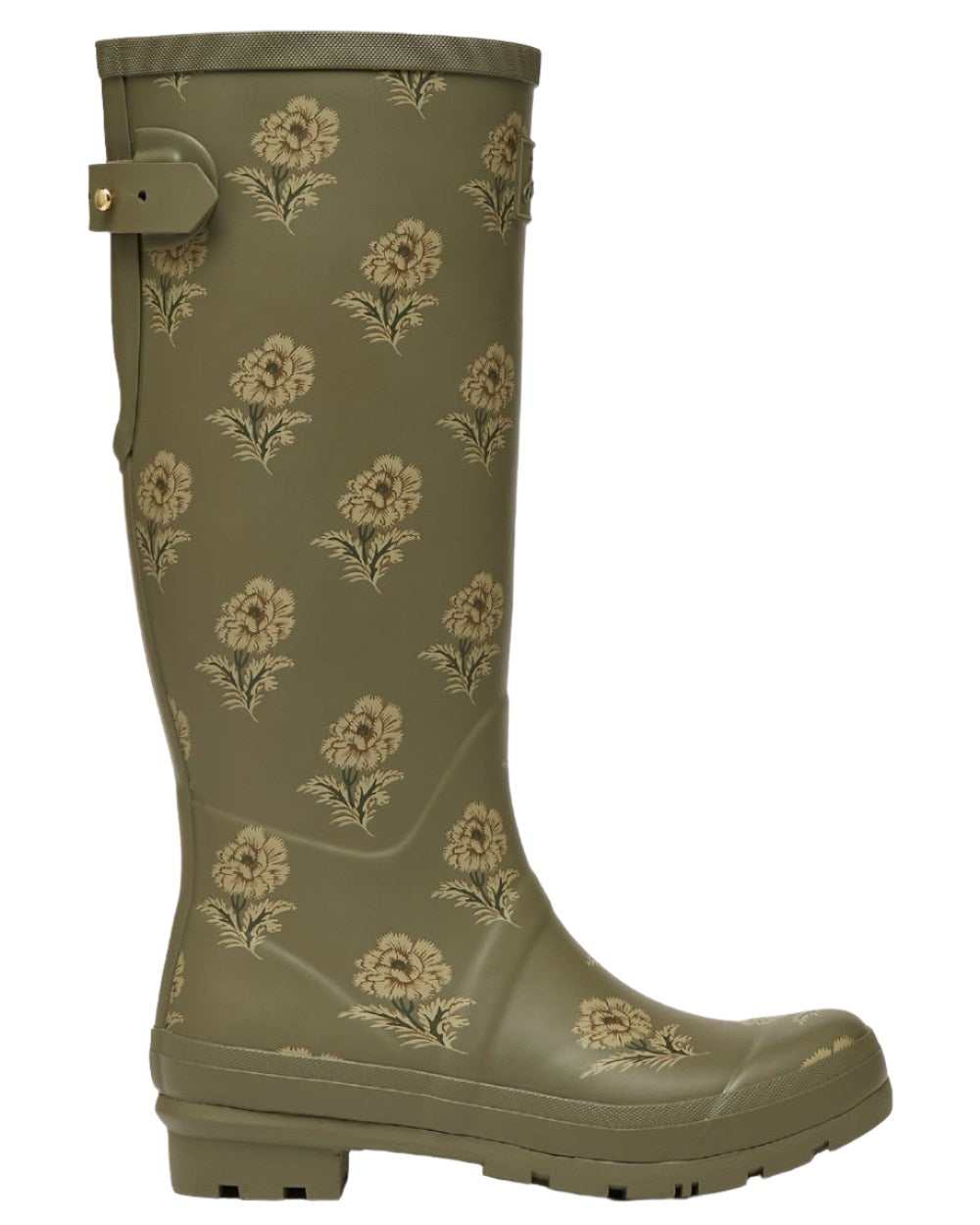 Green Floral Coloured Joules Printed Wellies On A White Background 