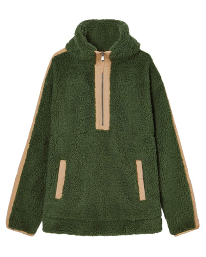 Green Coloured Joules Tilly Half Zip Borg Fleece On A White Background 