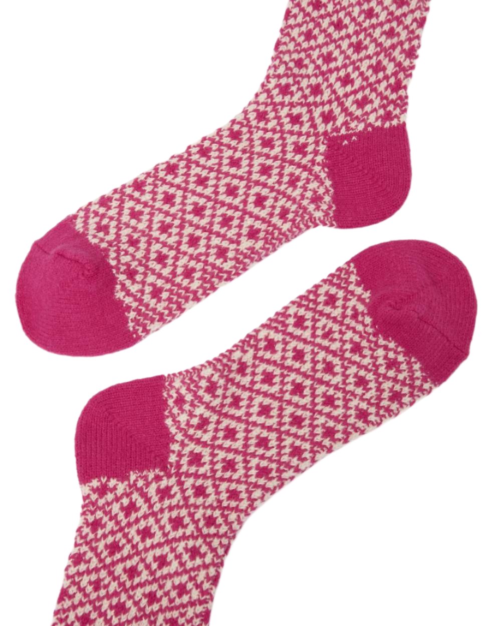 Berry Coloured Joules Toasty Soft Geometric Socks On A White Background 