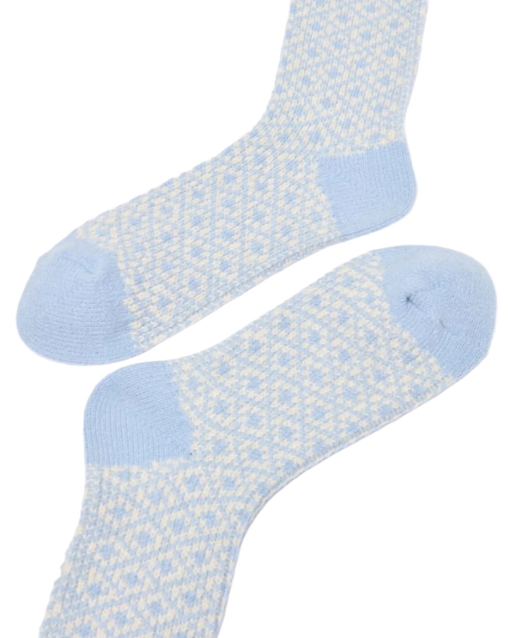 Blue Coloured Joules Toasty Soft Geometric Socks On A White Background 