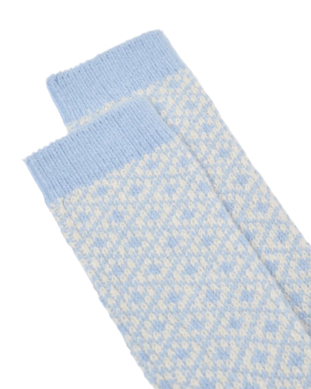 Blue Coloured Joules Toasty Soft Geometric Socks On A White Background 