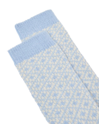 Blue Coloured Joules Toasty Soft Geometric Socks On A White Background 