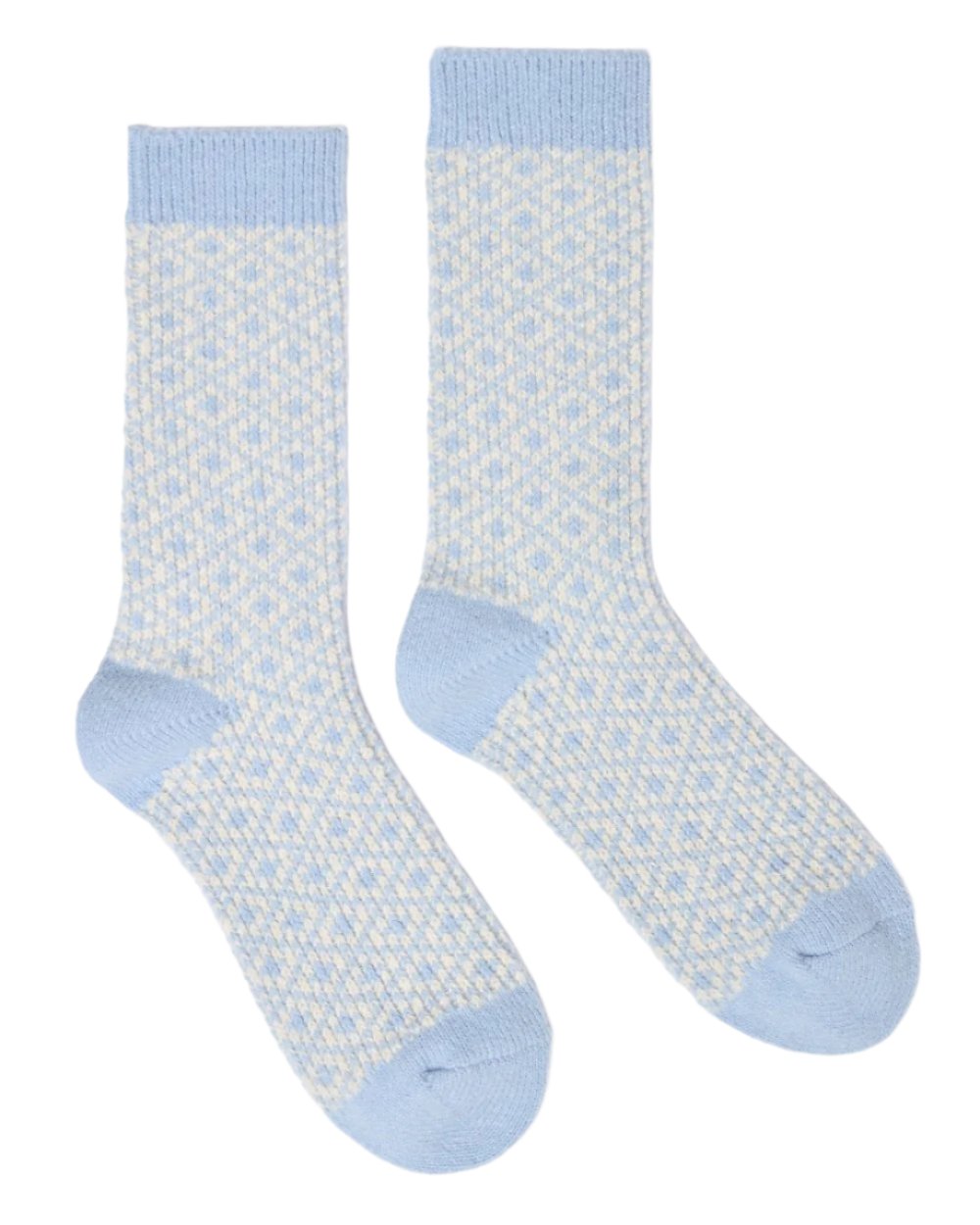 Blue Coloured Joules Toasty Soft Geometric Socks On A White Background 