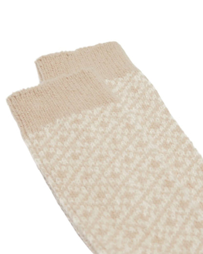 Oat Coloured Joules Toasty Soft Geometric Socks On A White Background 