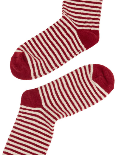 Berry Coloured Joules Toasty Stripe Socks On A White Background 