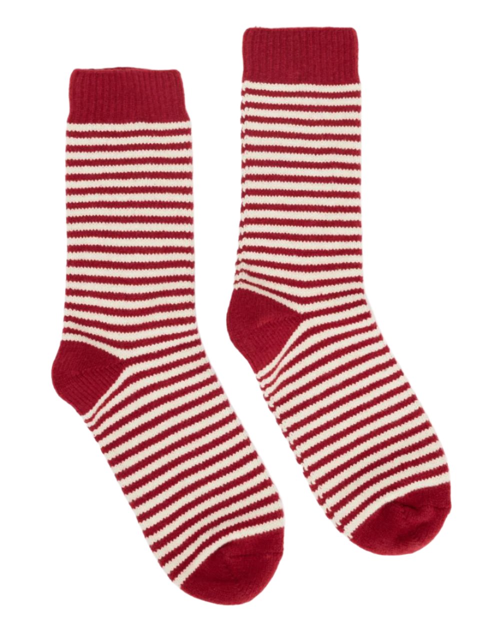 Berry Coloured Joules Toasty Stripe Socks On A White Background 