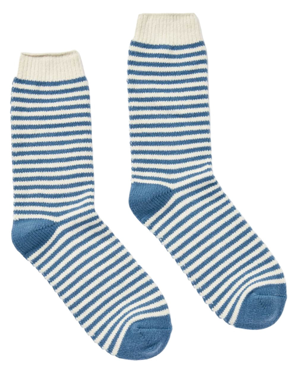 Blue Coloured Joules Toasty Stripe Socks On A White Background 