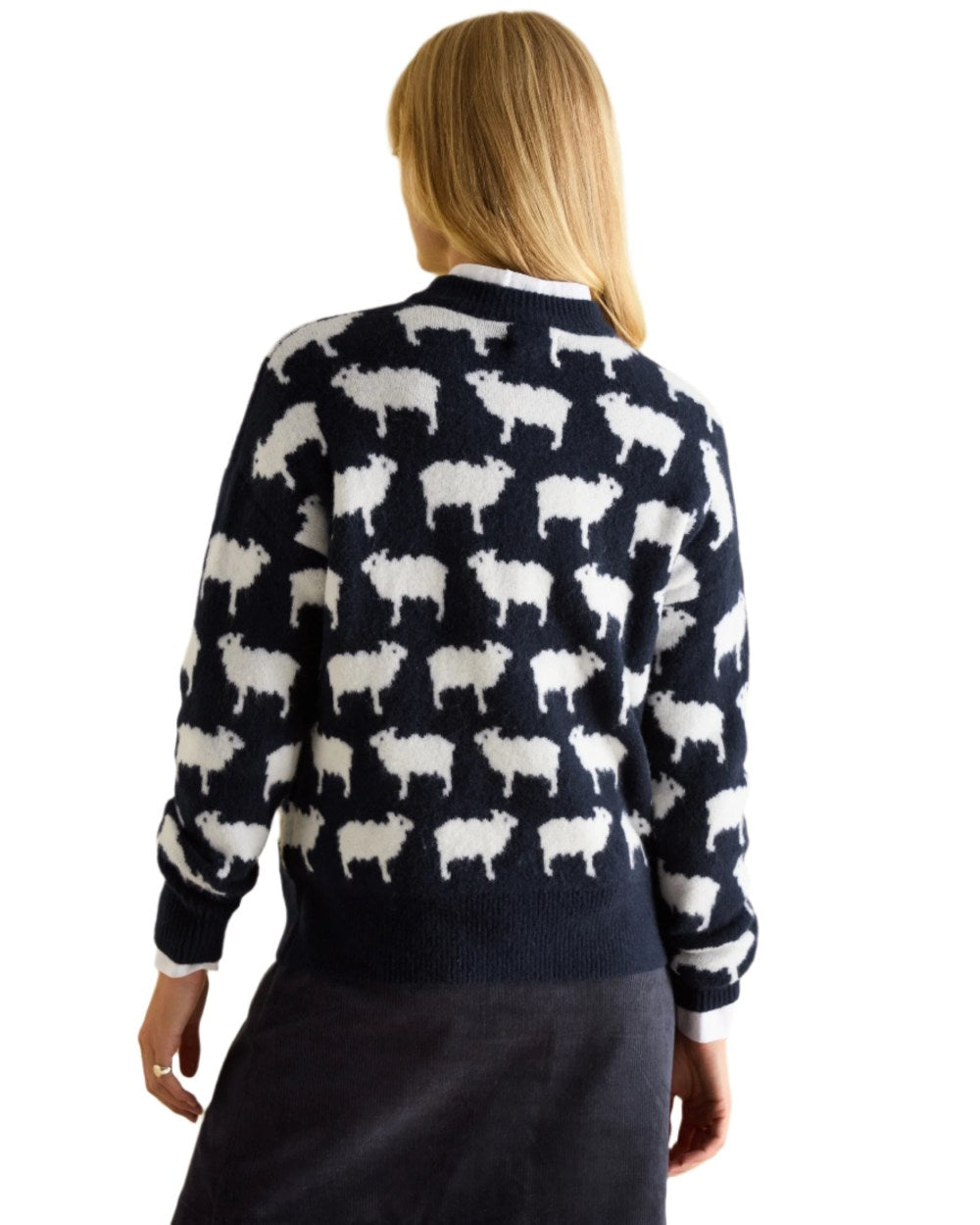 Navy Coloured Joules What The Flock Sweatshirt On A White Background 