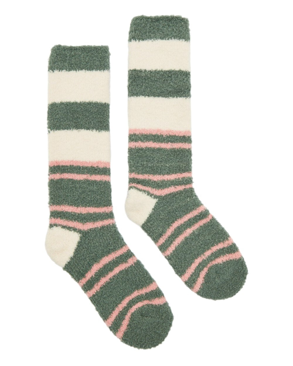 Green Coloured Joules Womens Fluffy Socks On A White Background 