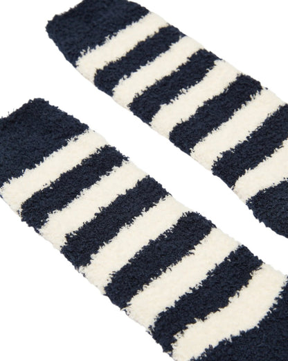 Navy Coloured Joules Womens Fluffy Socks On A White Background 