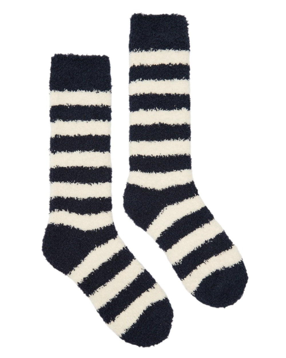 Navy Coloured Joules Womens Fluffy Socks On A White Background 