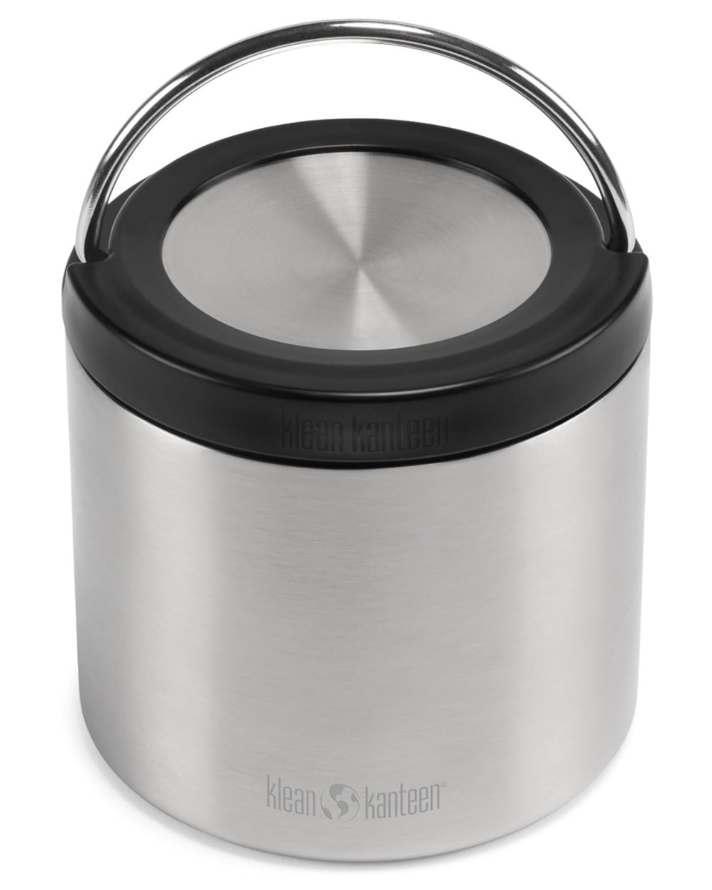 Brushed Stainless Coloured Klean Kanteen Insulated TKCanister On A White Background