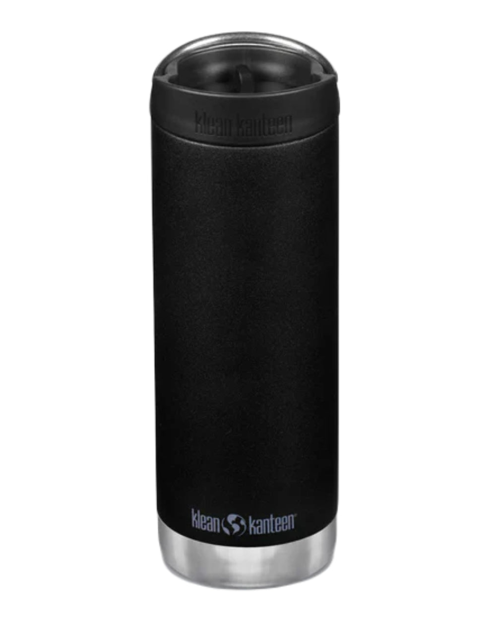 Black Coloured Klean Kanteen Insulated TKWide With Cafe Cap On A White Background 