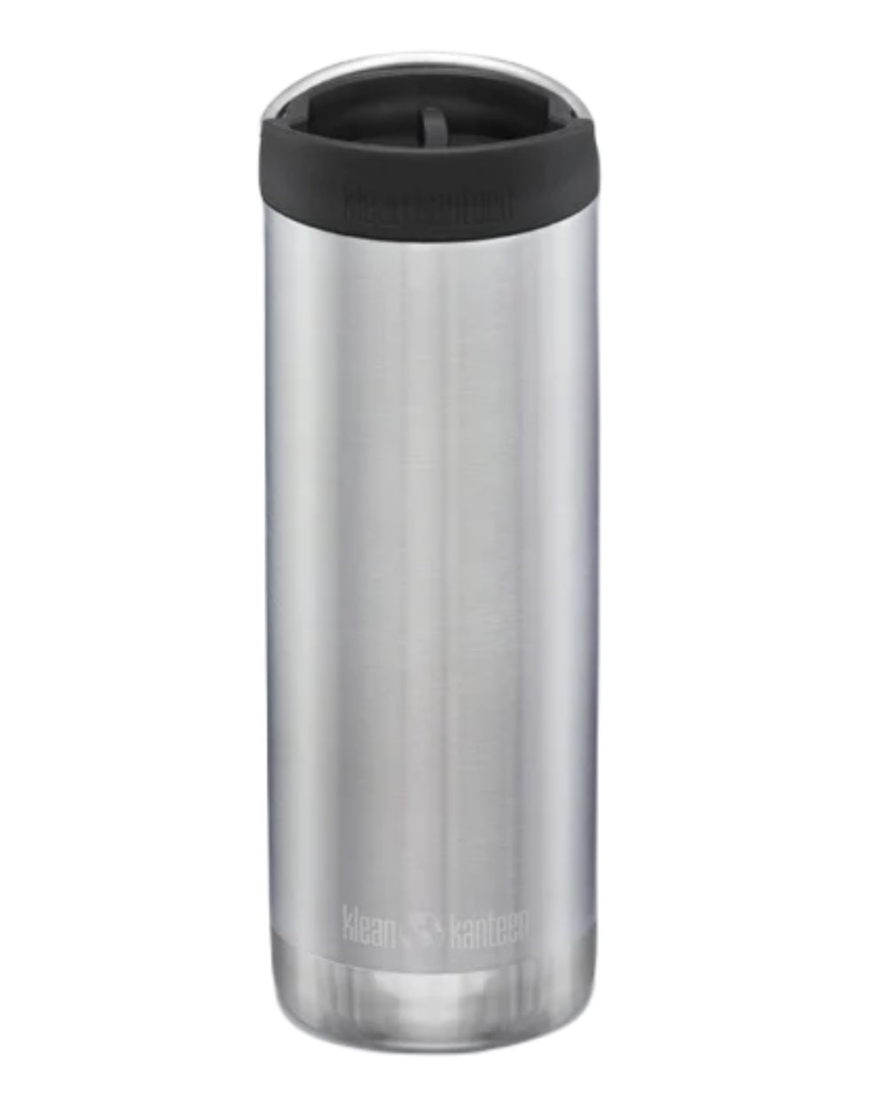 Brushed Stainless Coloured Klean Kanteen Insulated TKWide With Cafe Cap On A White Background 