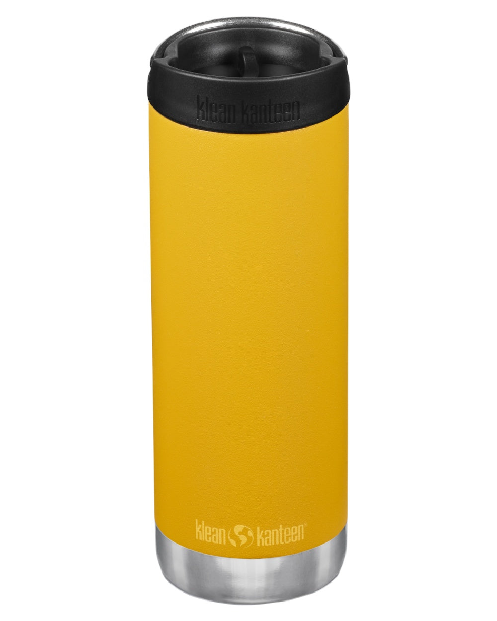 Marigold Coloured Klean Kanteen Insulated TKWide With Cafe Cap On A White Background 