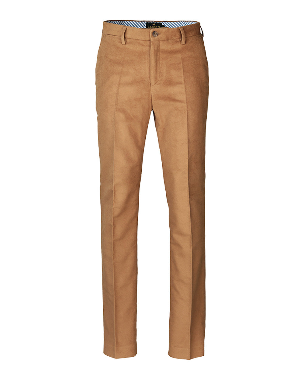 Camel coloured Laksen Belgravia Moleskin Trousers on White Background 