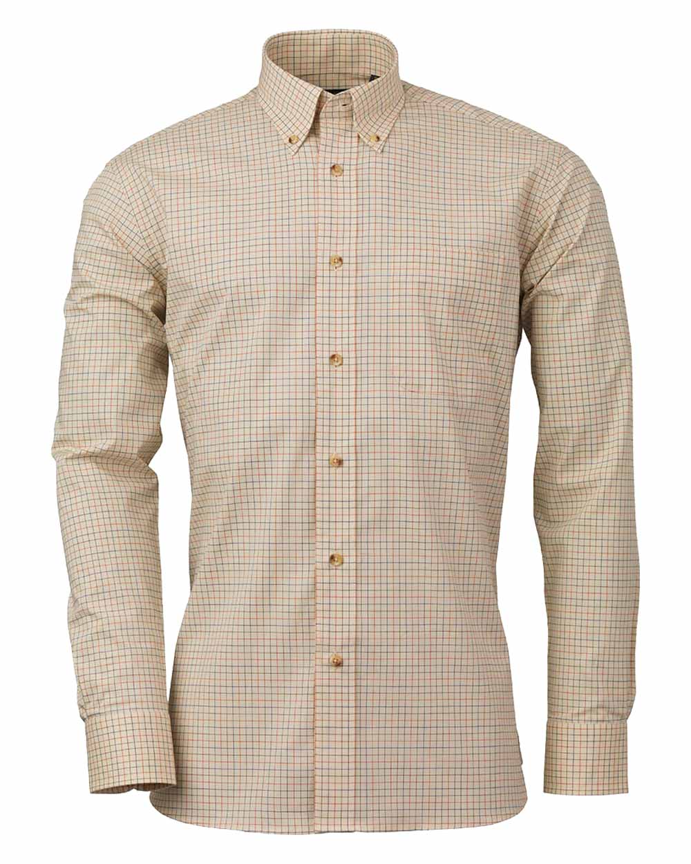 Brownie/Burnt Orange/Cornflower coloured Laksen Tate Sporting Stretch Shirt on White background