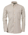 Olive/Forest coloured Laksen Tom Organic Cotton Shirt on White background