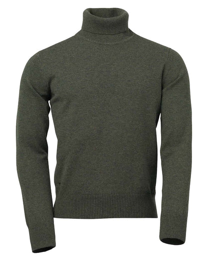 Forest Green coloured Laksen Trool Lamswool Rollneck Sweater on White background 