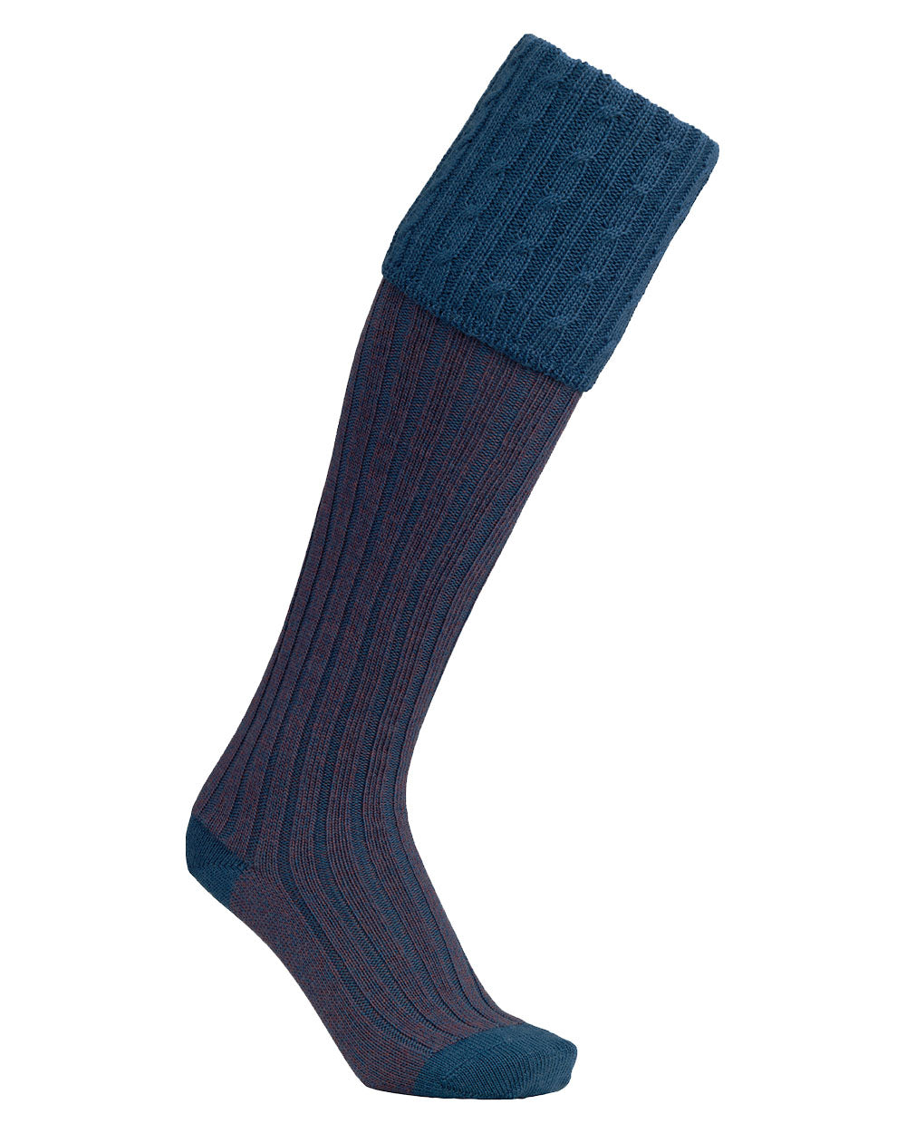 Cornflower coloured Laksen Westwood Shooting Mix Socks on White background 