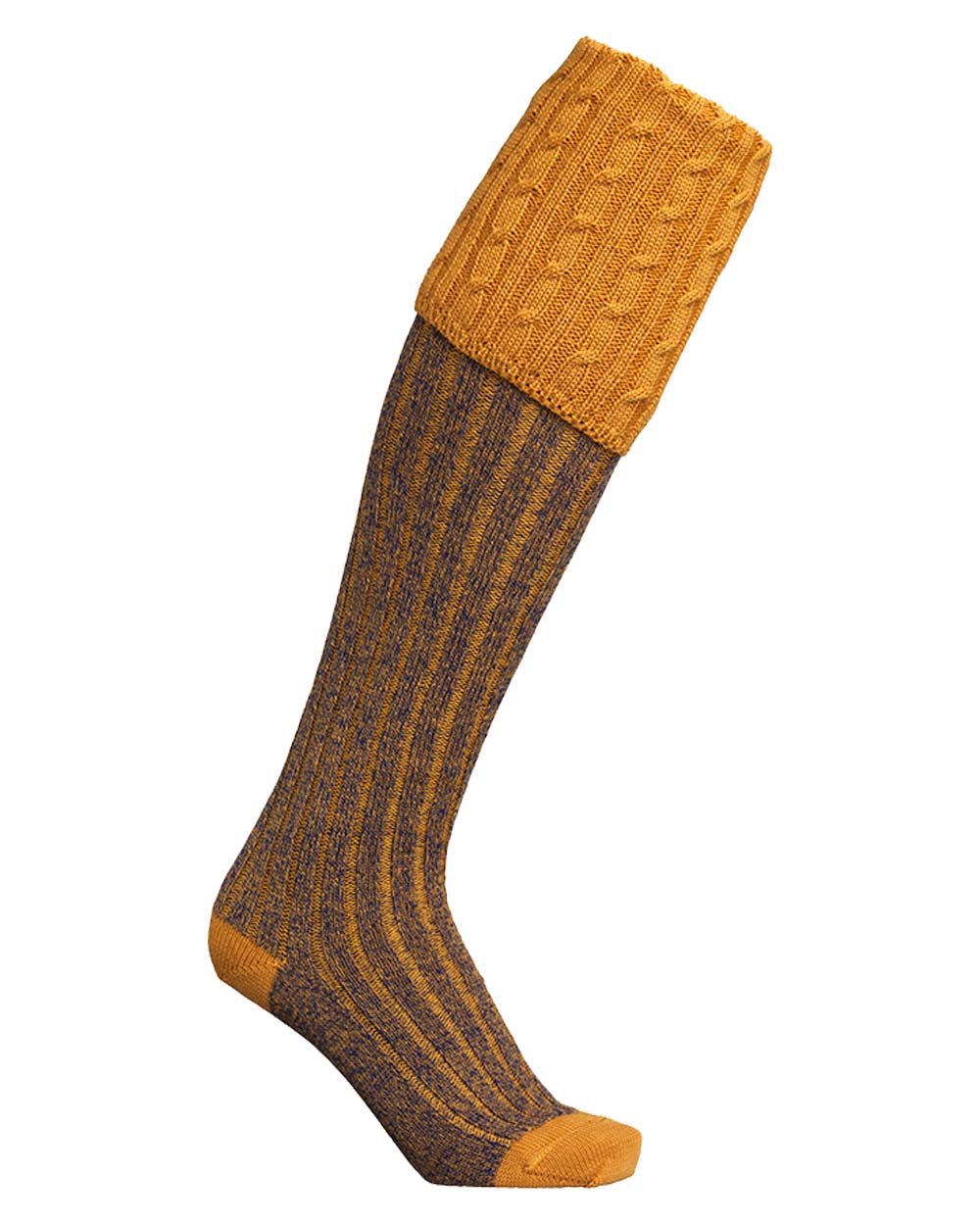 Gorse coloured Laksen Westwood Shooting Mix Socks on White background 