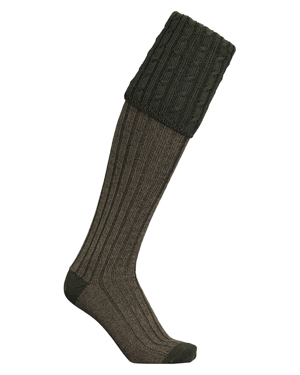 Loden coloured Laksen Westwood Shooting Mix Socks on White background 