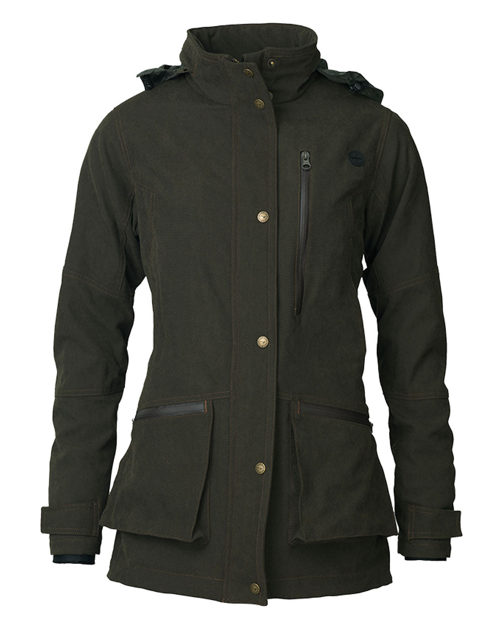 Olive coloured Laksen Lady Whirlwind Tech Jacket on White background