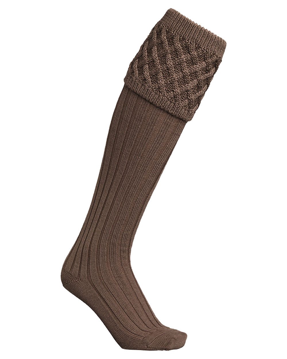 Camel coloured Laksen Windsor Socks on White background 