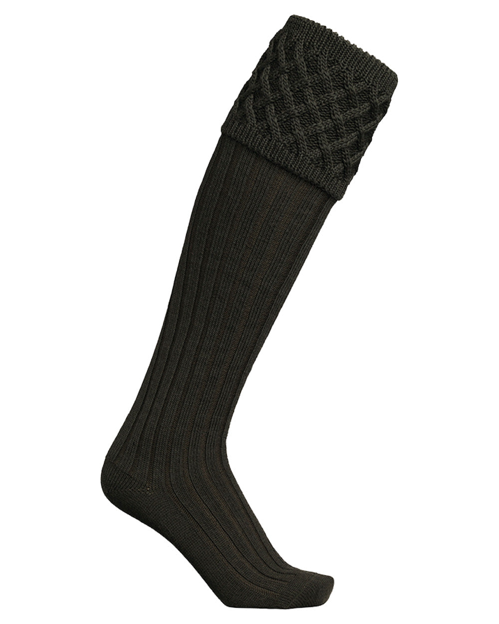 Loden coloured Laksen Windsor Socks on White background 