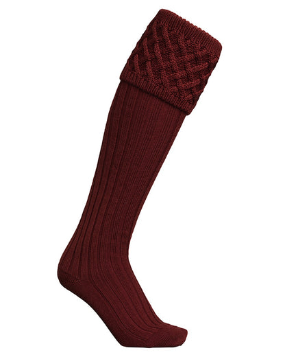 Wine coloured Laksen Windsor Socks on White background 