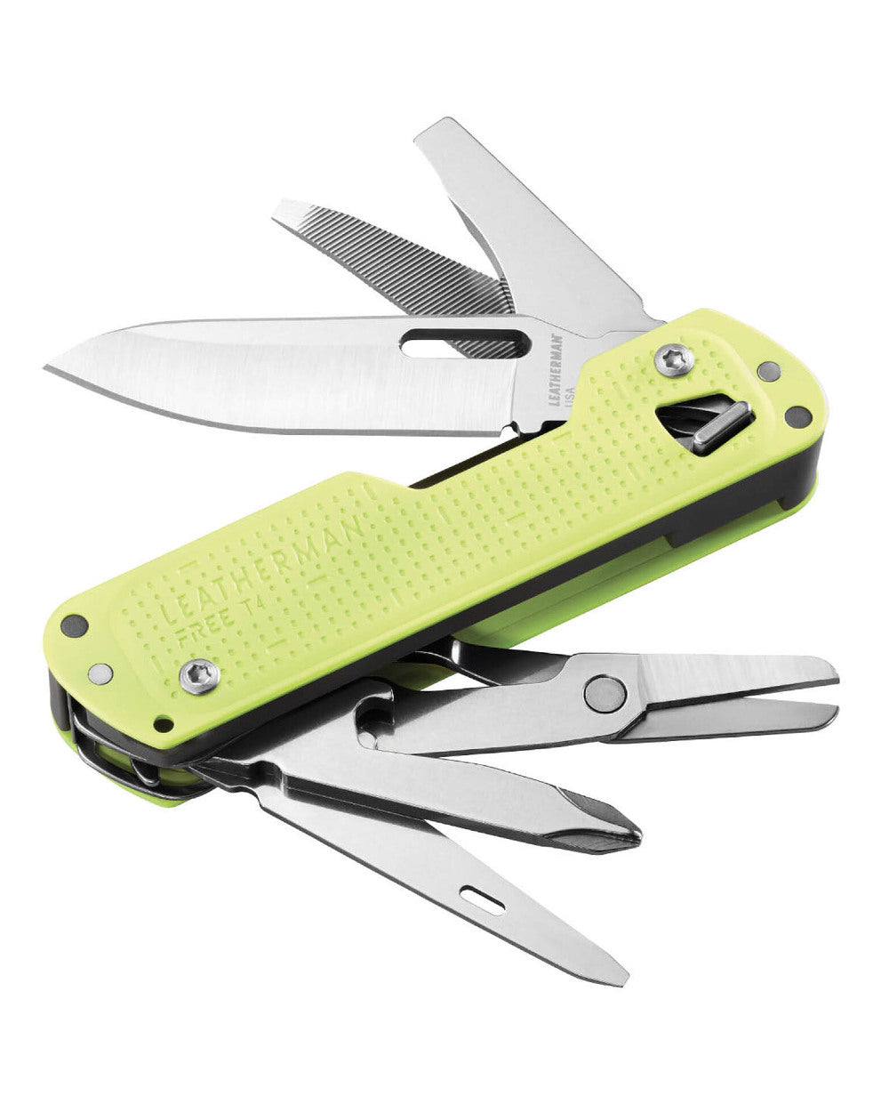 Lunar Coloured Leatherman Free T4 Multi-Tool On A White Background 